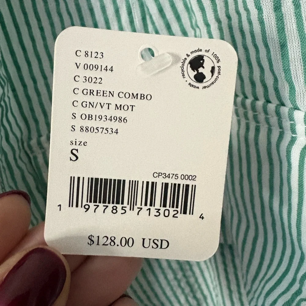 Free People Intown Mint Striped Jumpsuit Size Small NWT‎